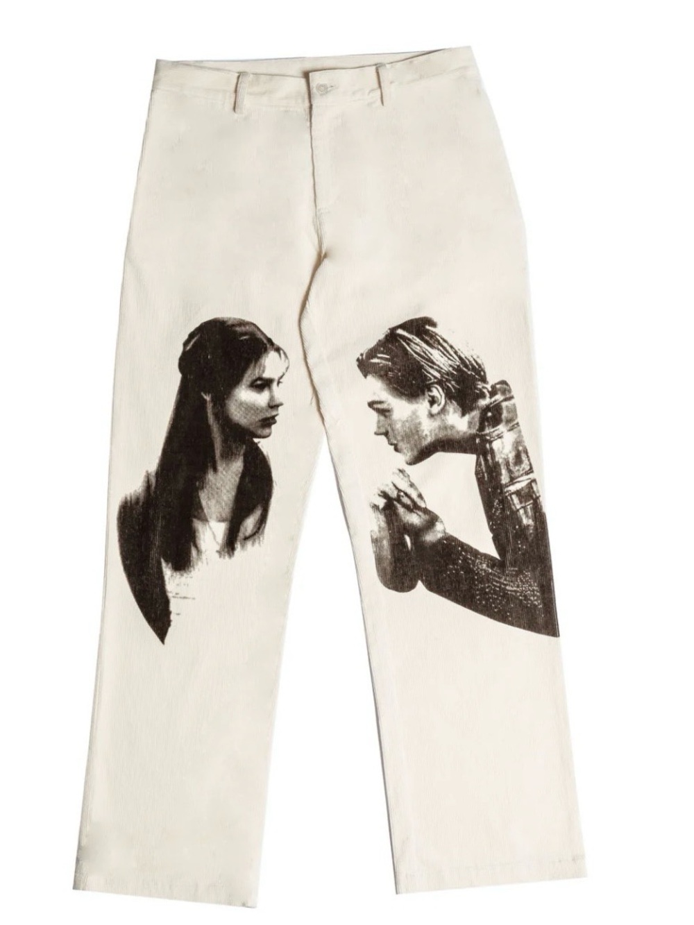 Inner Circle Streetwear Cream Corduroy Romeo & Juliet Graphic Pants Unisex